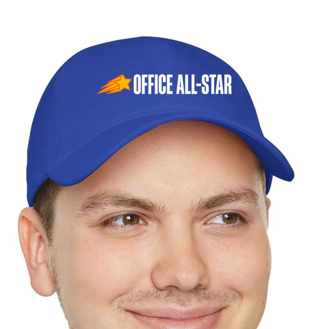 OFFICE ALL-STAR beside a shooting star, on a royal dad hat