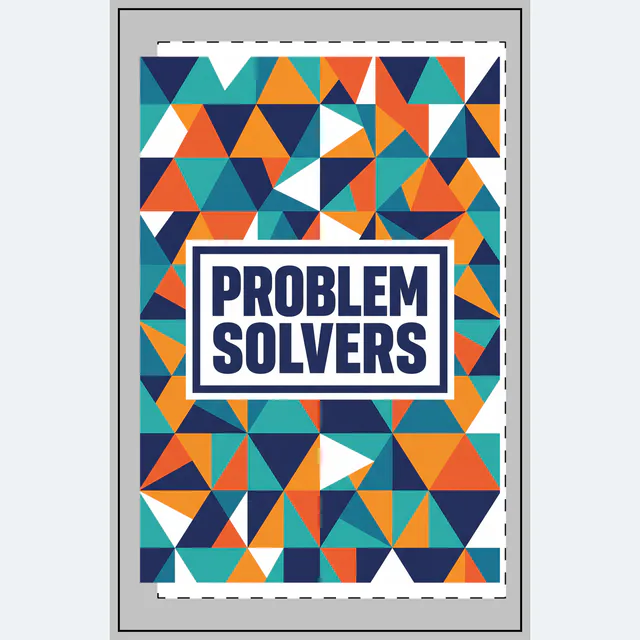 Tessellating triangles around PROBLEM SOLVERS, on a white dotted notebook