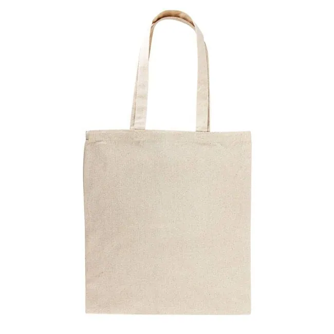 Canvas Tote in Natural, front view, worn