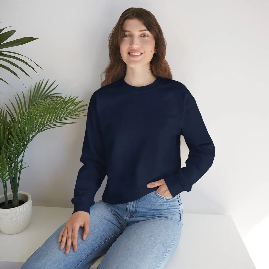 Adult Crewneck in Navy, worn