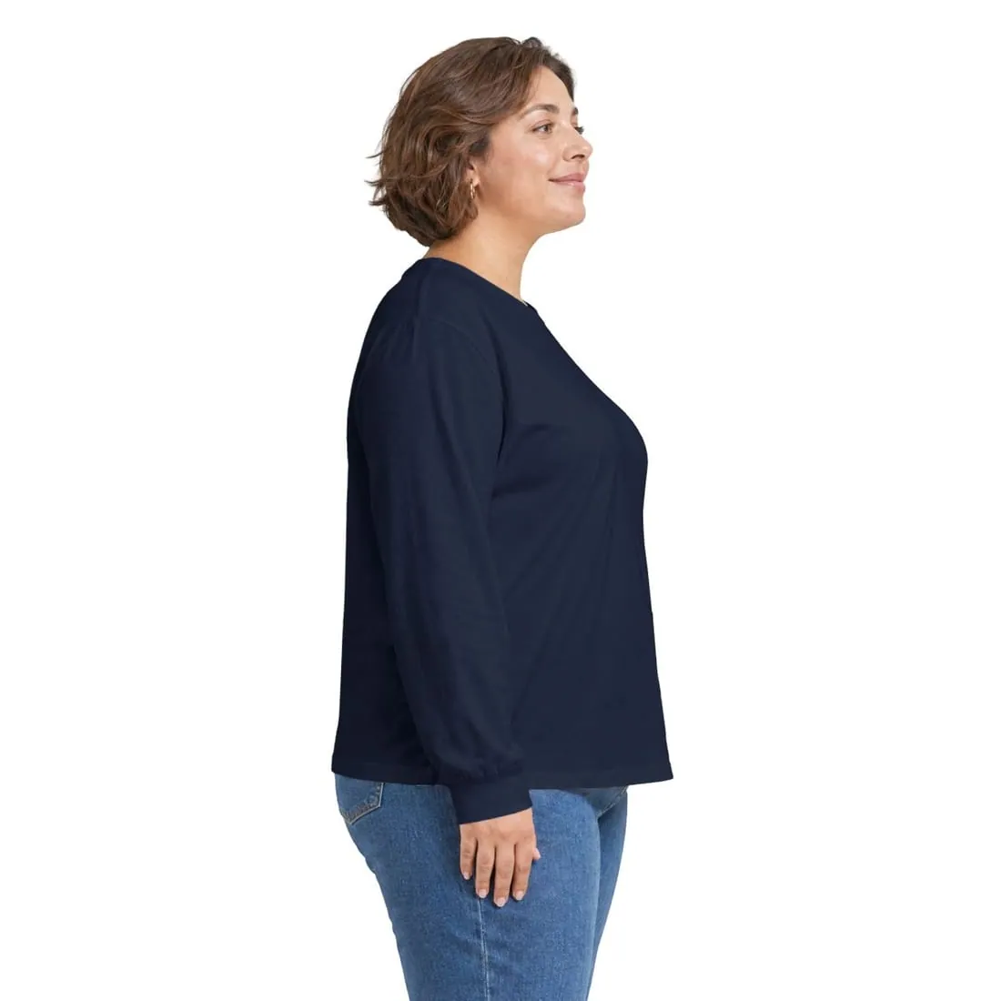 Adult Long Sleeve in Navy, worn