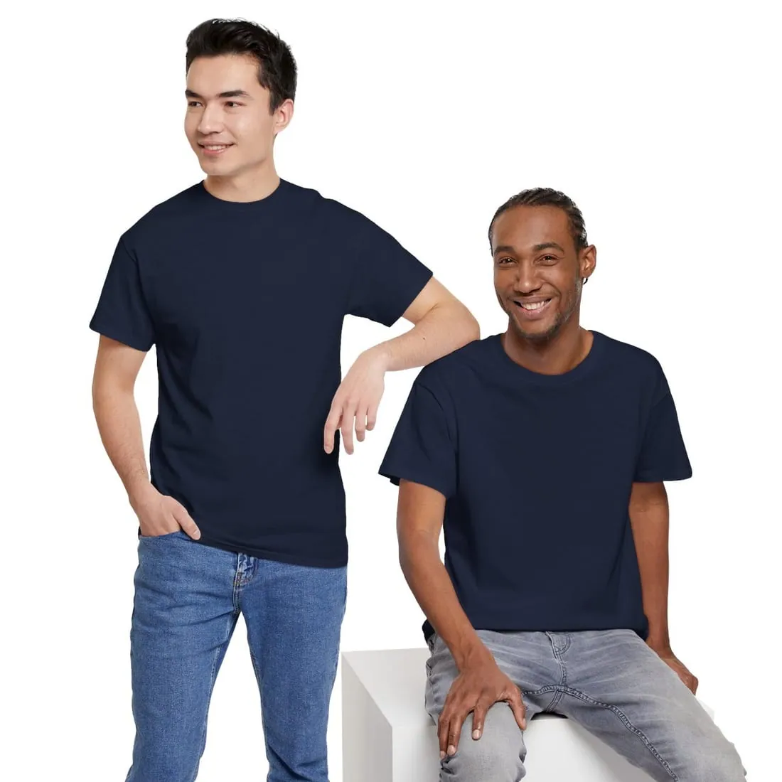 Adult T-Shirt in Navy, worn