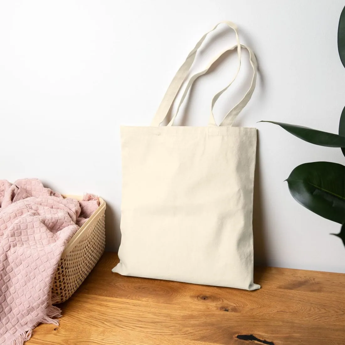 Canvas Tote in Natural, worn, back