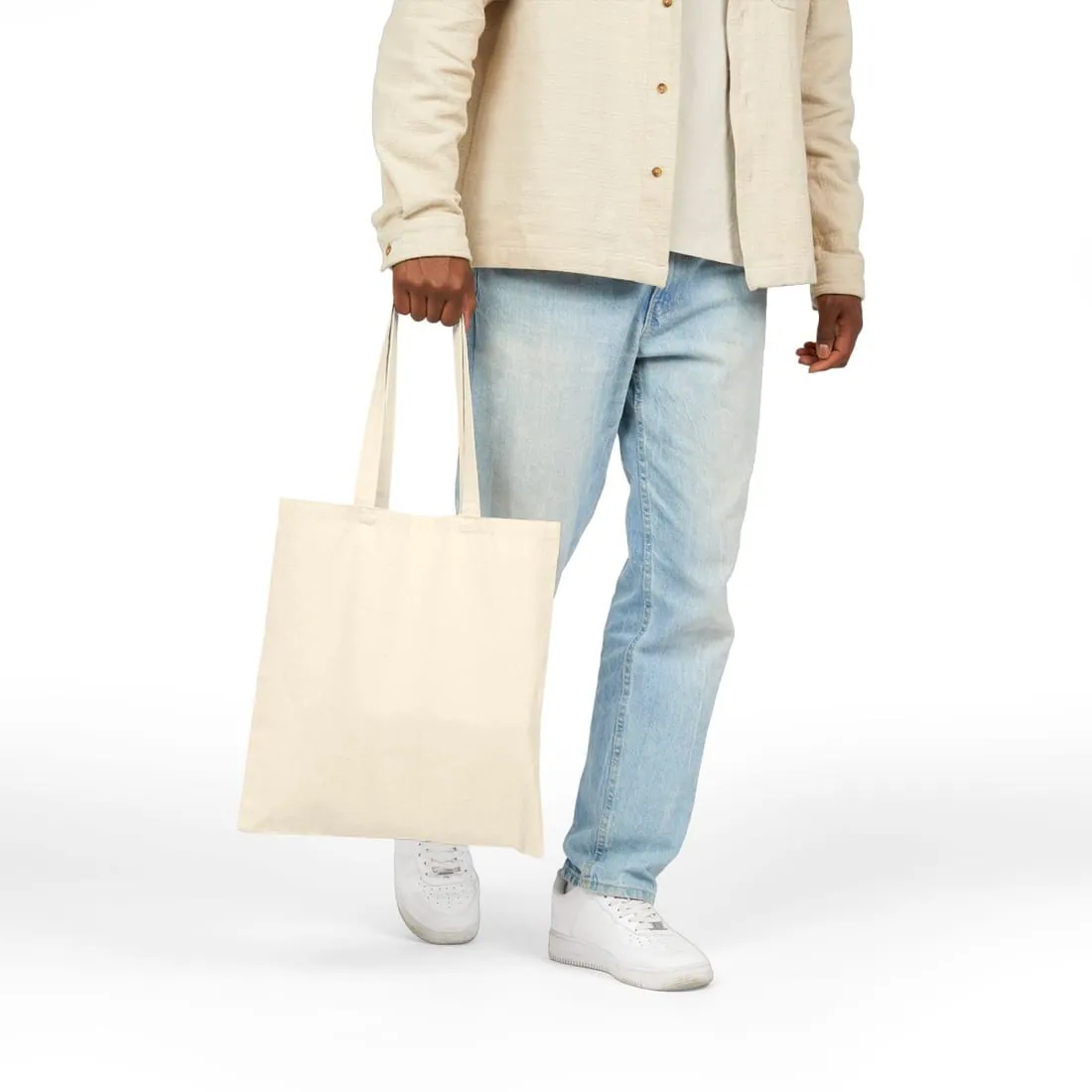 Canvas Tote in Natural, worn, back