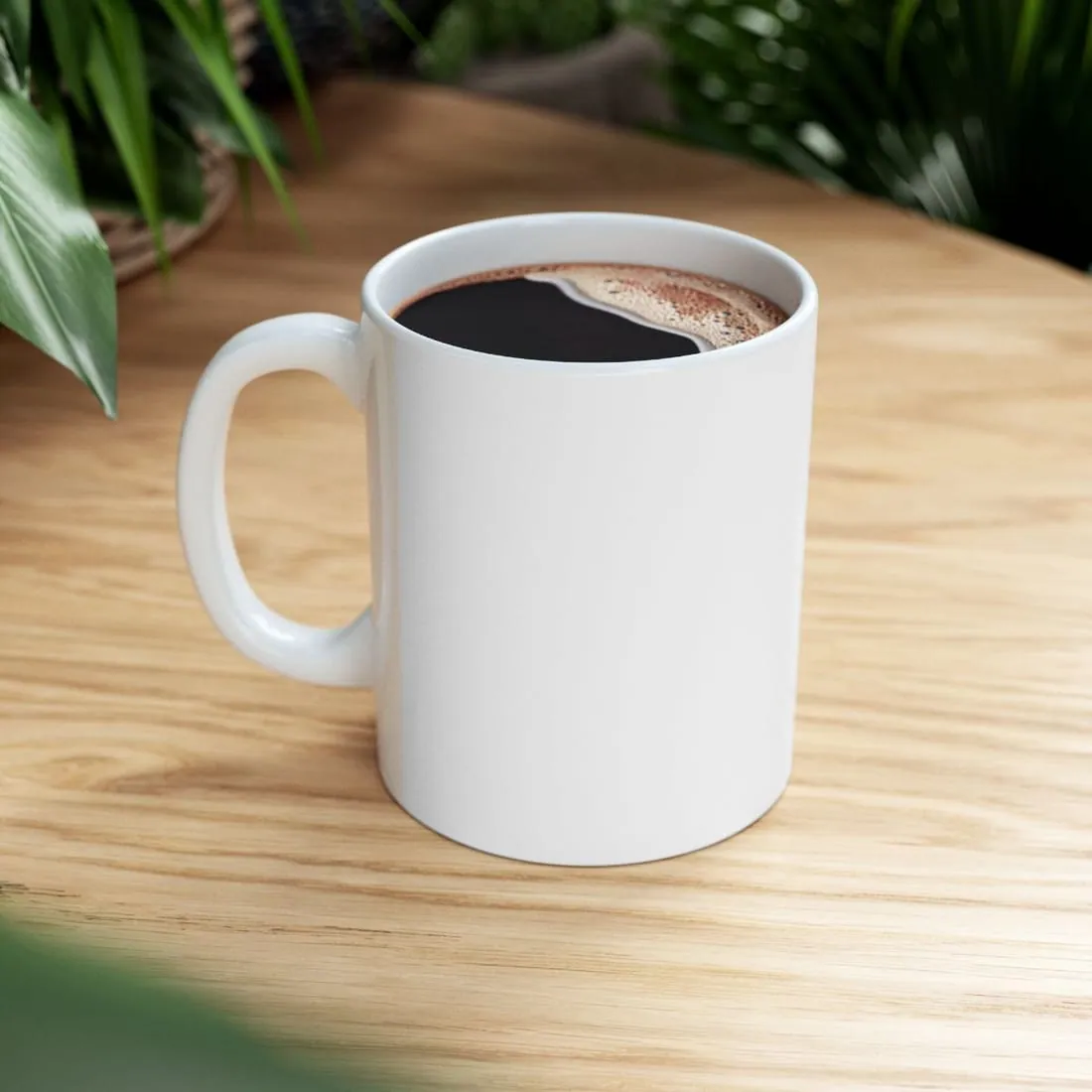 Ceramic Mug in White, in use