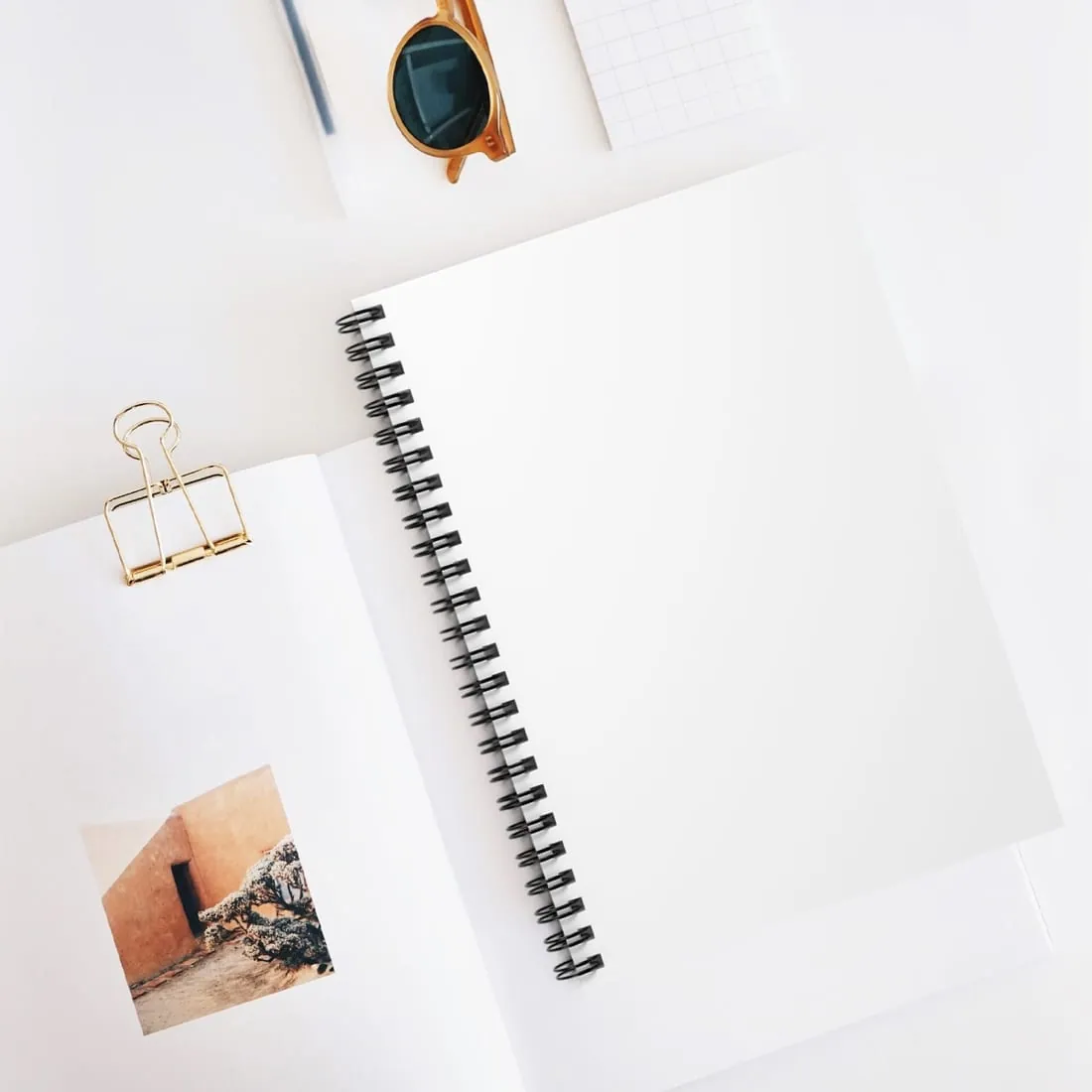Spiral Notebook in White, in use