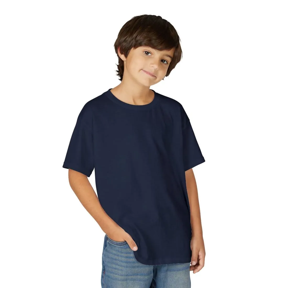 Youth T-Shirt in Navy, worn
