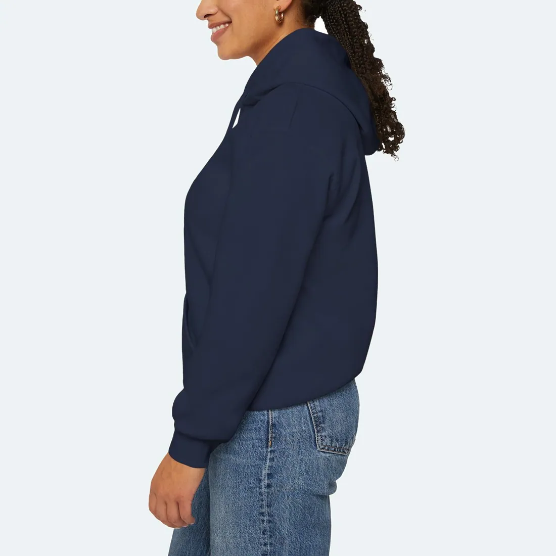 Adult Hoodie in Navy, left sleeve view
