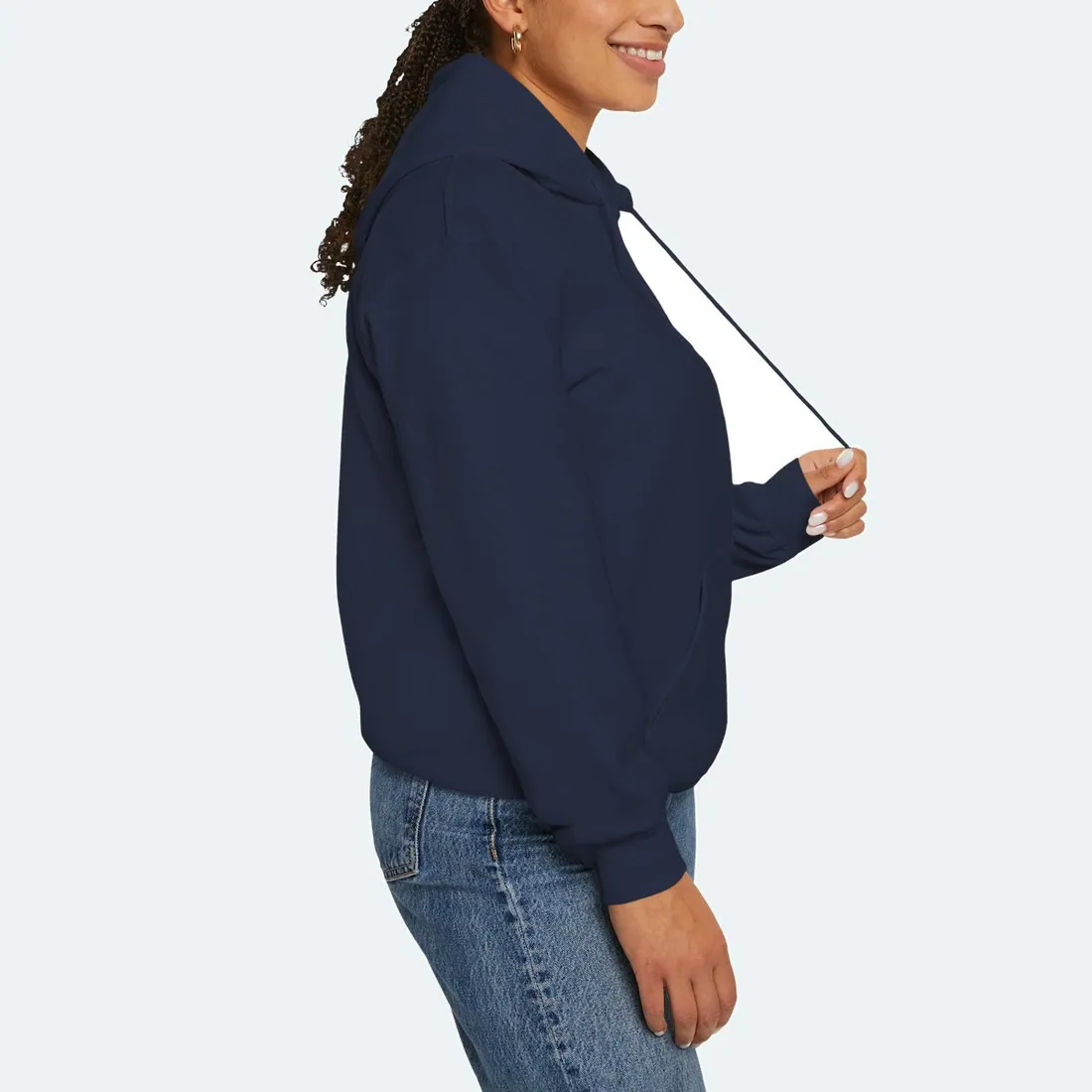 Adult Hoodie in Navy, right sleeve view