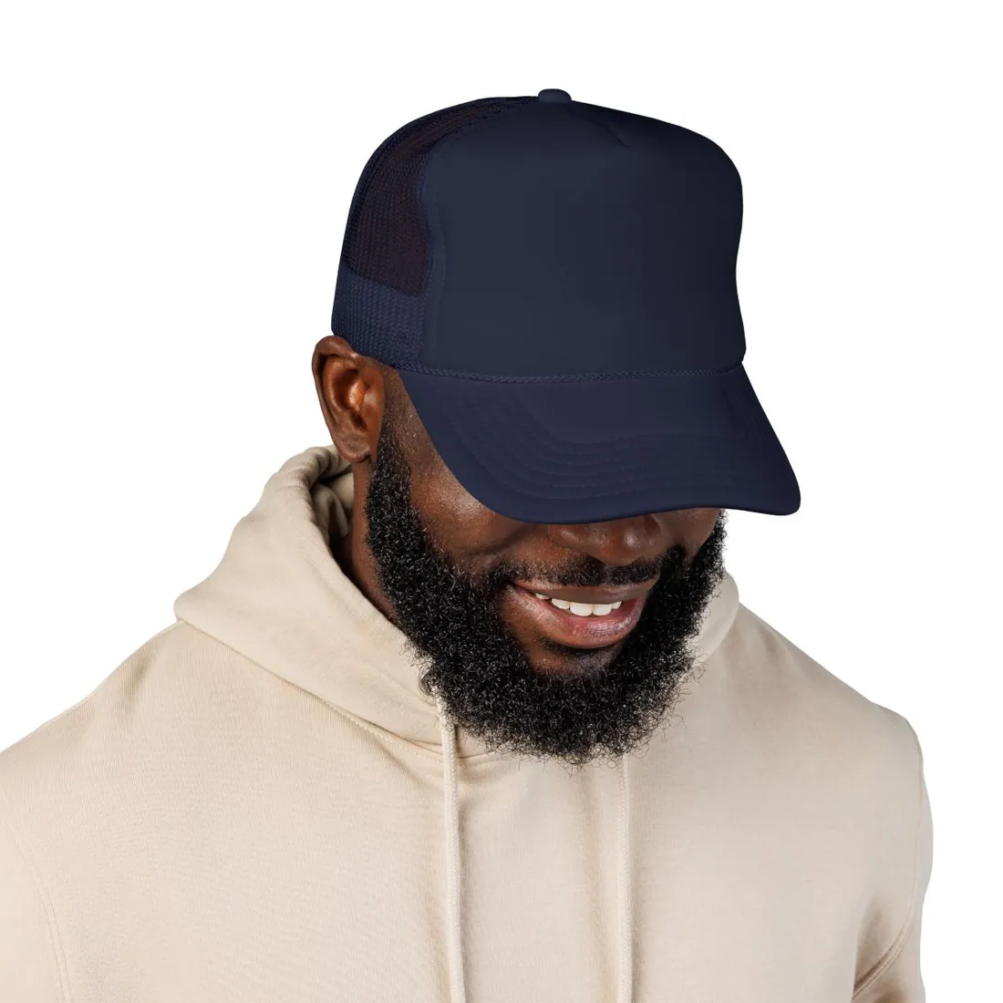 Foam Trucker Hat in Navy, front view