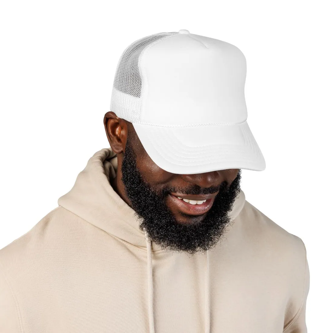 Foam Trucker Hat in White, front view